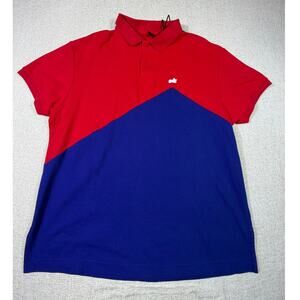 AKOO NWT Men 3XL Red Blue 2 Button Short Sleeve Polo Shirt Streetwear Casual Fit